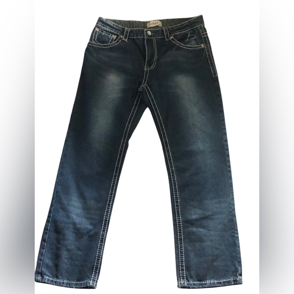 Men’s Vintage FUSAI Blue Relaxed Fit Jeans with Straight Leg